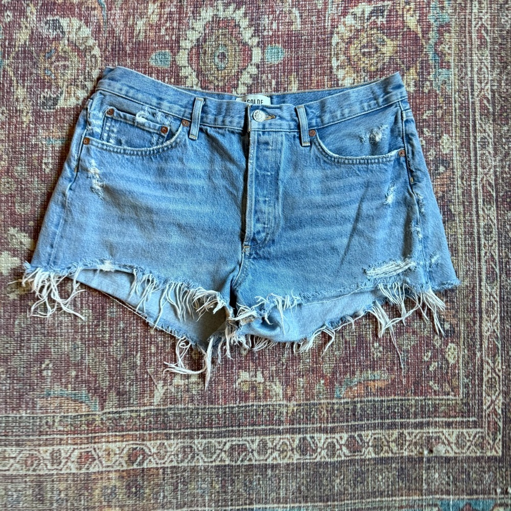 Agolde Button Fly Size 30 Parker Distressed Denim Women Shorts